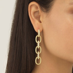  Pavé Large Chain Drop Stud Earring - Adina Eden's Jewels