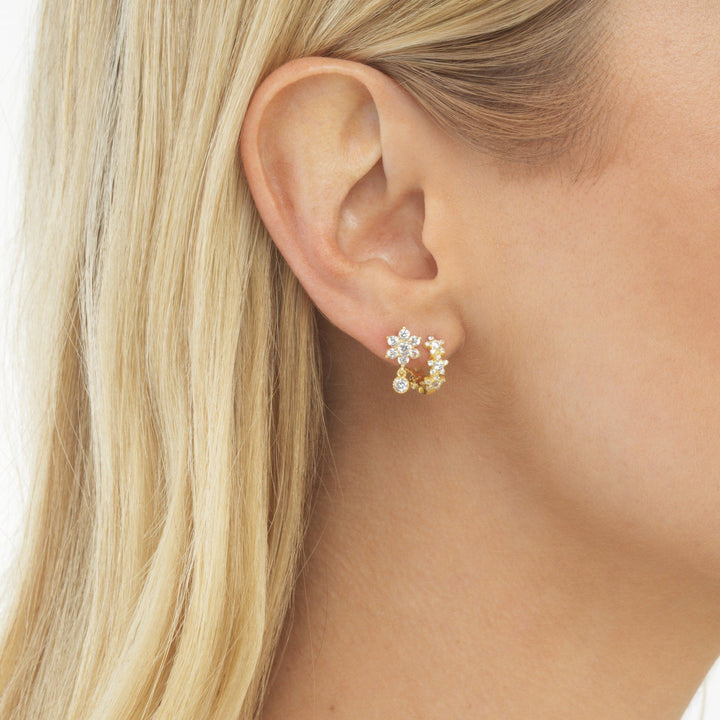 CZ Flower Huggie Earring - Adina Eden's Jewels