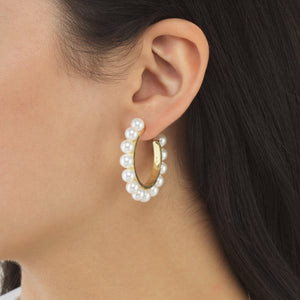 Pearl Large Hoop Earring - Adina Eden's Jewels
