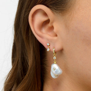  Bezel Teardrop Stud Earring - Adina Eden's Jewels