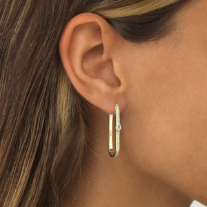  Pavé Teardrop Rectangular Hoop Earring - Adina Eden's Jewels