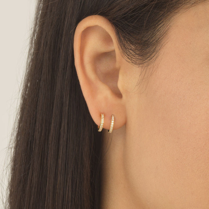  Double Row CZ Huggie Earring - Adina Eden's Jewels