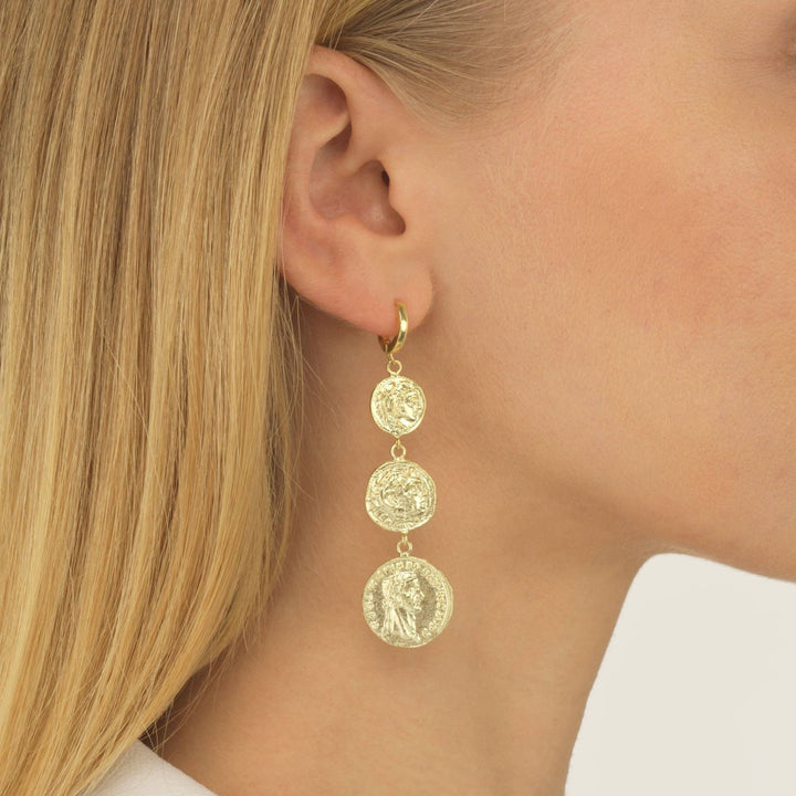 Caesar Coin Huggie Earring - Adina Eden's Jewels
