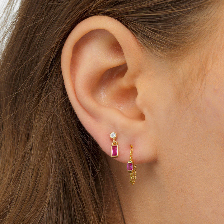  Stone Chain Stud Earring - Adina Eden's Jewels