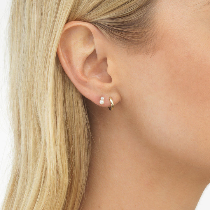  Pearl CZ Stud Earring 14K - Adina Eden's Jewels