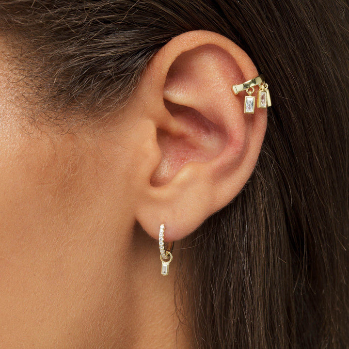  Dangling Baguette Huggie Earring - Adina Eden's Jewels