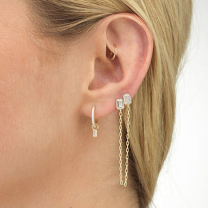  Baguette Chain Stud Earring - Adina Eden's Jewels