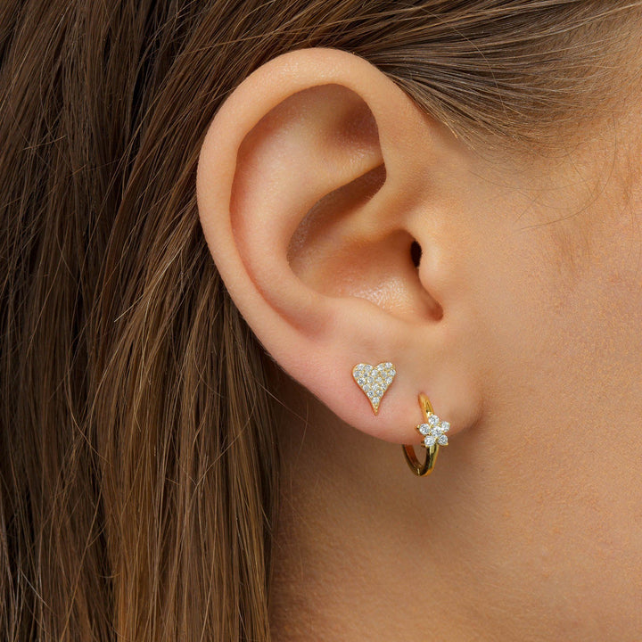  Crystal Flower Huggie Earring - Adina Eden's Jewels