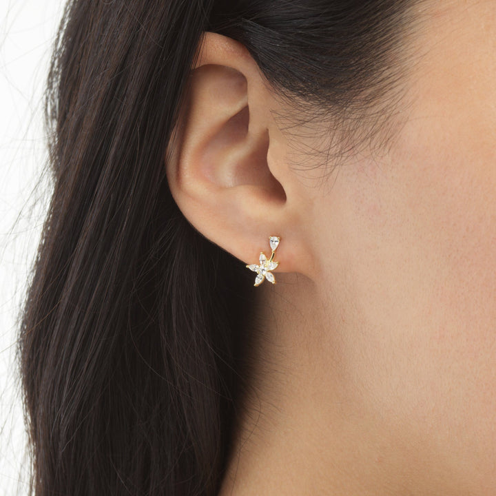  Flower Teardrop Stud Earring - Adina Eden's Jewels