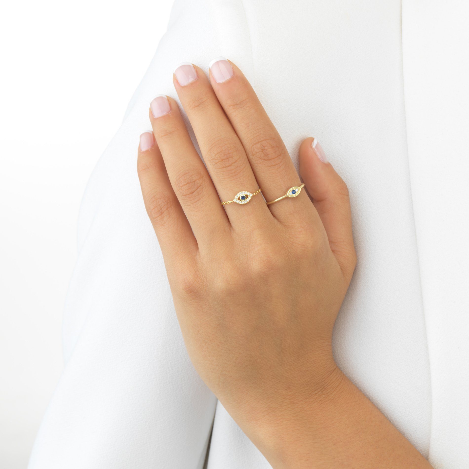 Evil eye store chain ring