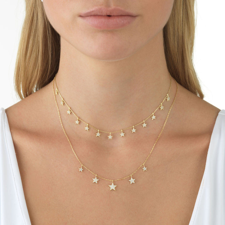  Pavé Dangling Star Necklace - Adina Eden's Jewels
