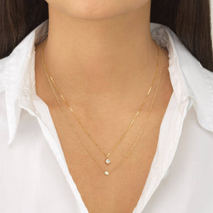  CZ Solitaire Necklace 14K - Adina Eden's Jewels