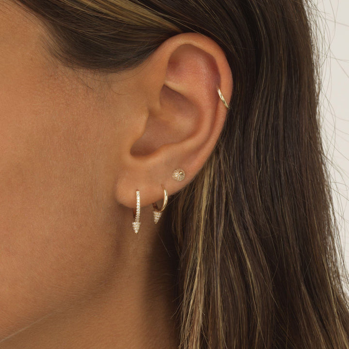  Onyx Diamond Point Huggie Earring 14K - Adina Eden's Jewels