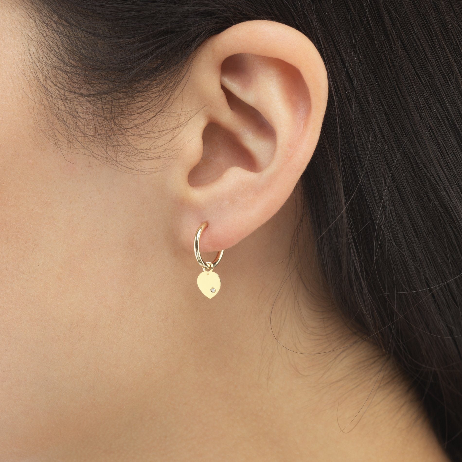 14K Gold Heart Dangle Hoop Earring Adina Eden Jewels
