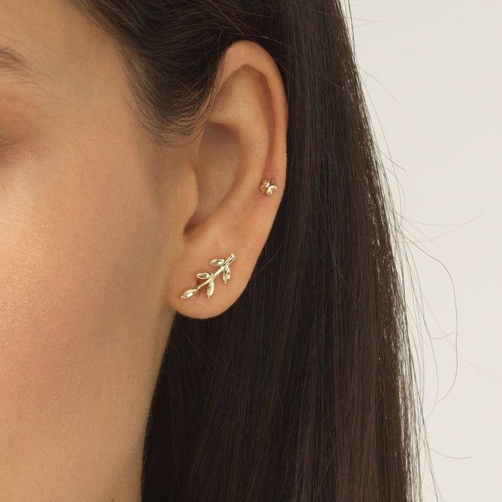  Leaf Stud Earring 14K - Adina Eden's Jewels