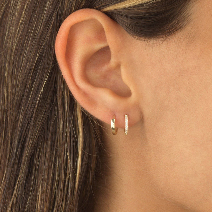  CZ X Solid Huggie Earring Combo Set 14K - Adina Eden's Jewels