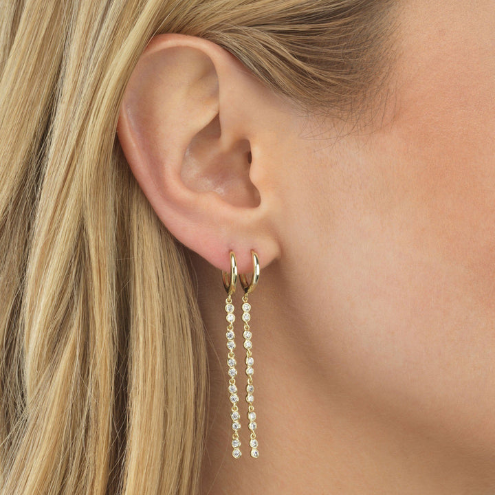  Bezel Drop Huggie Earring - Adina Eden's Jewels