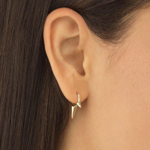  Diamond Triple Spike Huggie Earring 14K - Adina Eden's Jewels