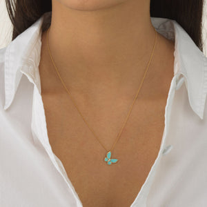  Turquoise Butterfly Necklace 14K - Adina Eden's Jewels