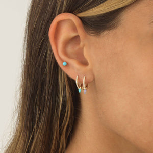  Diamond Turquoise Spike Huggie Earring 14K - Adina Eden's Jewels