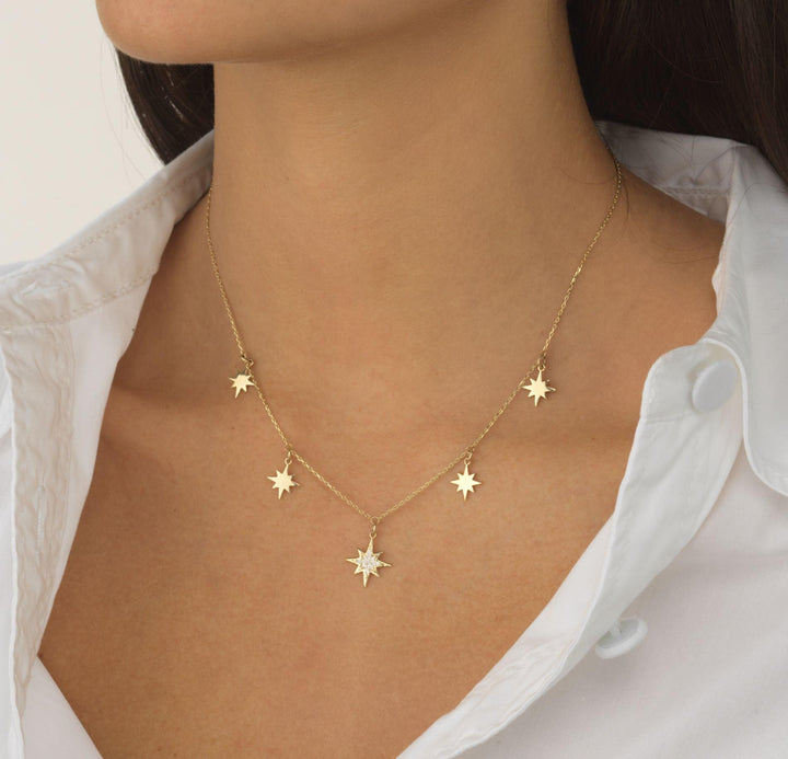  Starburst Charm Necklace 14K - Adina Eden's Jewels