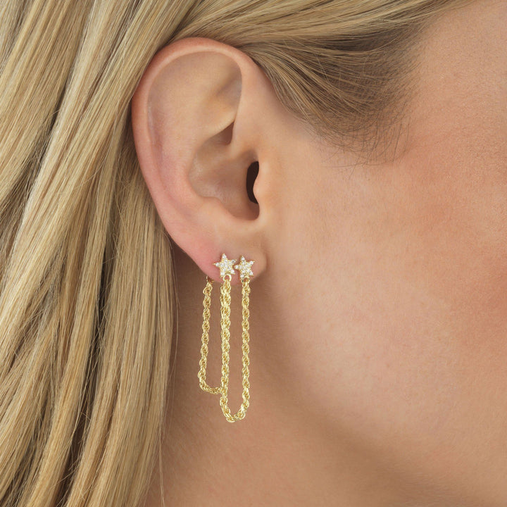  Star Chain Stud Earring - Adina Eden's Jewels