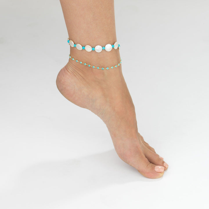  Turquoise Bezel Anklet - Adina Eden's Jewels