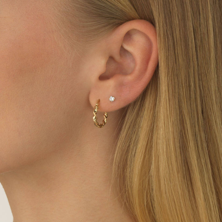  CZ Round Threaded Stud Earring 14K - Adina Eden's Jewels