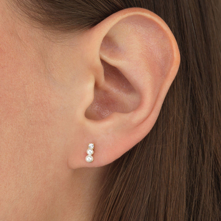  Layered Pearls Stud Earring - Adina Eden's Jewels