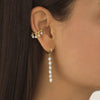  Pearl Dangling Bar Huggie Earring - Adina Eden's Jewels