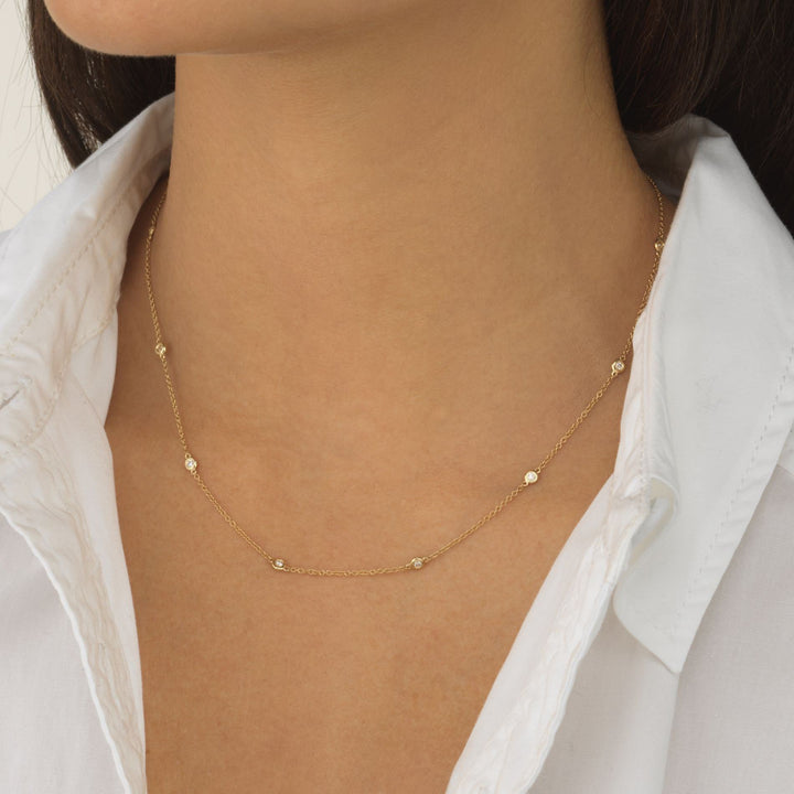  Diamond Bezel Chain Necklace 14K - Adina Eden's Jewels