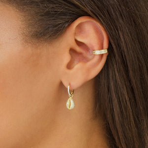  Shell Stone Huggie Earring - Adina Eden's Jewels
