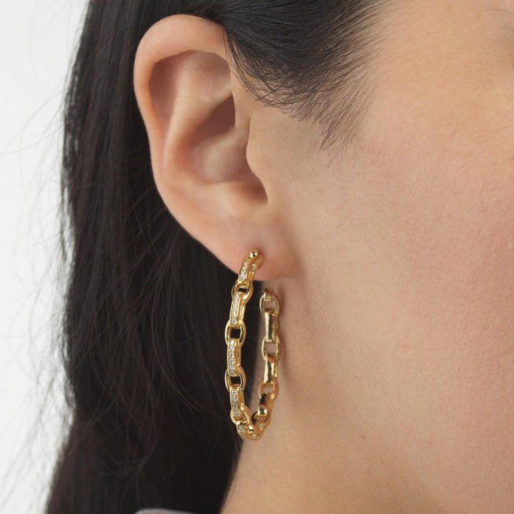 CZ Chain Hoop Earring - Adina Eden's Jewels