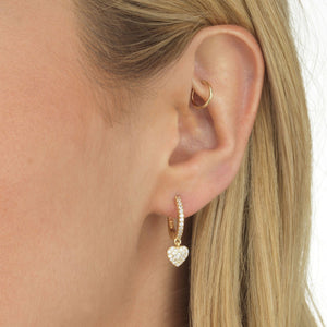  Dangling Heart Huggie Earring - Adina Eden's Jewels