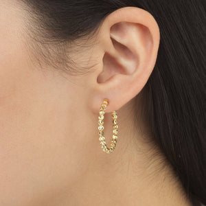  Moon Cut Beaded Hoop Earring 14K - Adina Eden's Jewels
