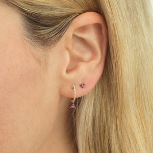  Trio Stone Stud Earring 14K - Adina Eden's Jewels