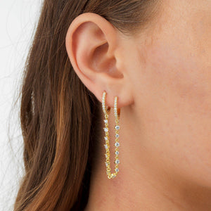  CZ Chain Double Huggie Earring - Adina Eden's Jewels