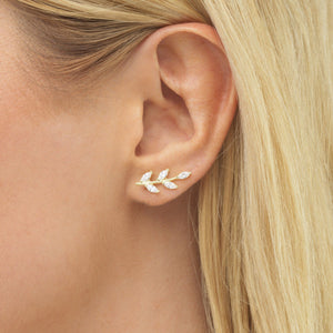  Leaf Stone Ear Climber - Adina Eden's Jewels