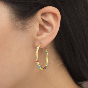  Striped Enamel Hoop Earring - Adina Eden's Jewels