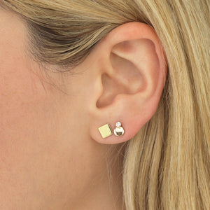  Circle Stone Stud Earring 14K - Adina Eden's Jewels