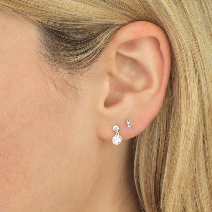  Solitaire Dangling Stud Earring 14K - Adina Eden's Jewels