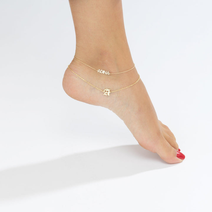  Mini Nameplate Anklet - Adina Eden's Jewels
