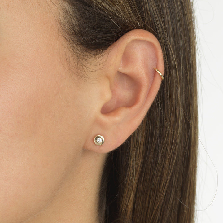  Circle CZ Stud Earring 14K - Adina Eden's Jewels