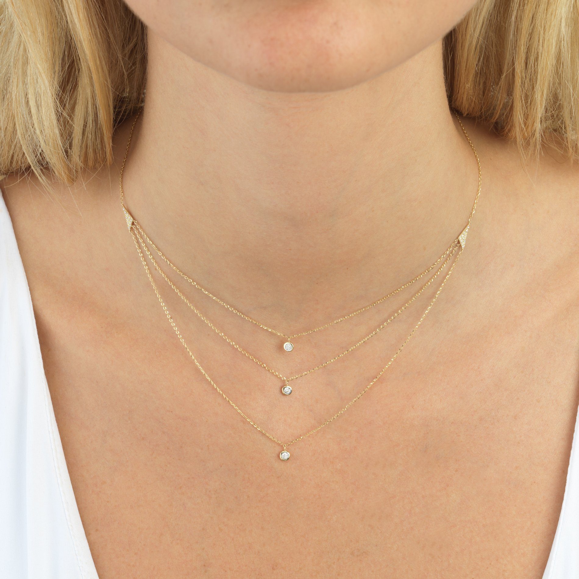 14K Gold Diamond Layered Necklace Adina Eden Jewels