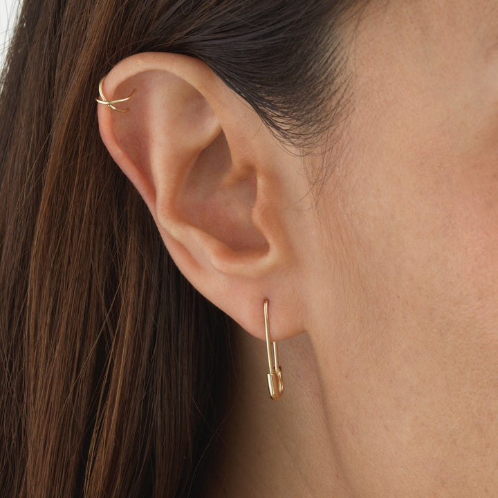  Safety Pin Earring 14K - Adina Eden's Jewels