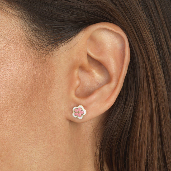  Enamel Flower Stud Earring 14K - Adina Eden's Jewels