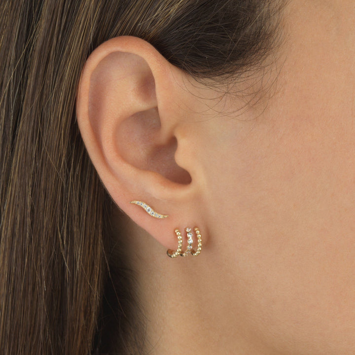  Beaded Curve Stud Earring 14K - Adina Eden's Jewels