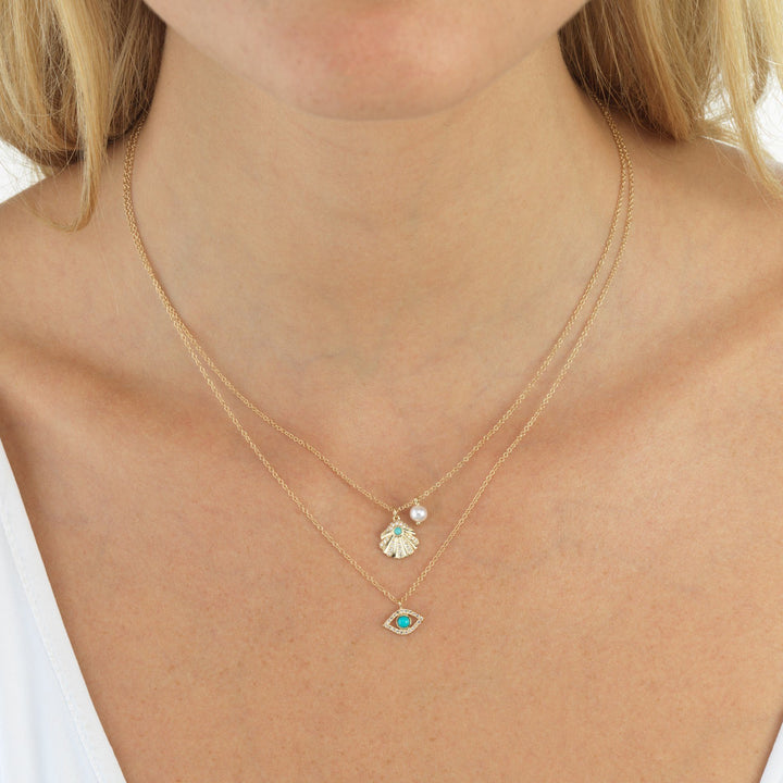  Diamond Shell Necklace 14K - Adina Eden's Jewels
