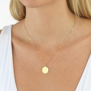  Engraved Disc Necklace 14K - Adina Eden's Jewels