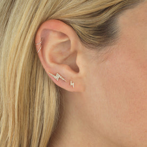  Diamond Mini Lightning Bolt Stud Earring 14K - Adina Eden's Jewels
